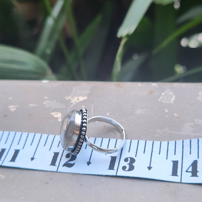 Certified Clear Quartz Adjustable Rings- R7