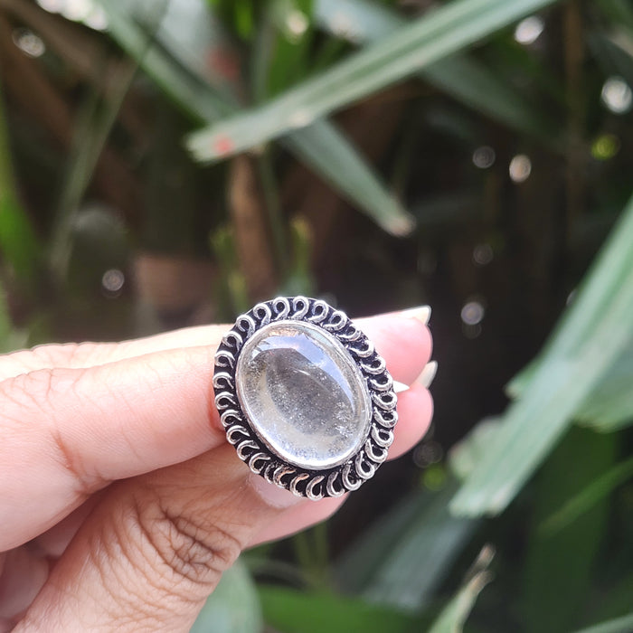 Certified Clear Quartz Adjustable Rings- R8