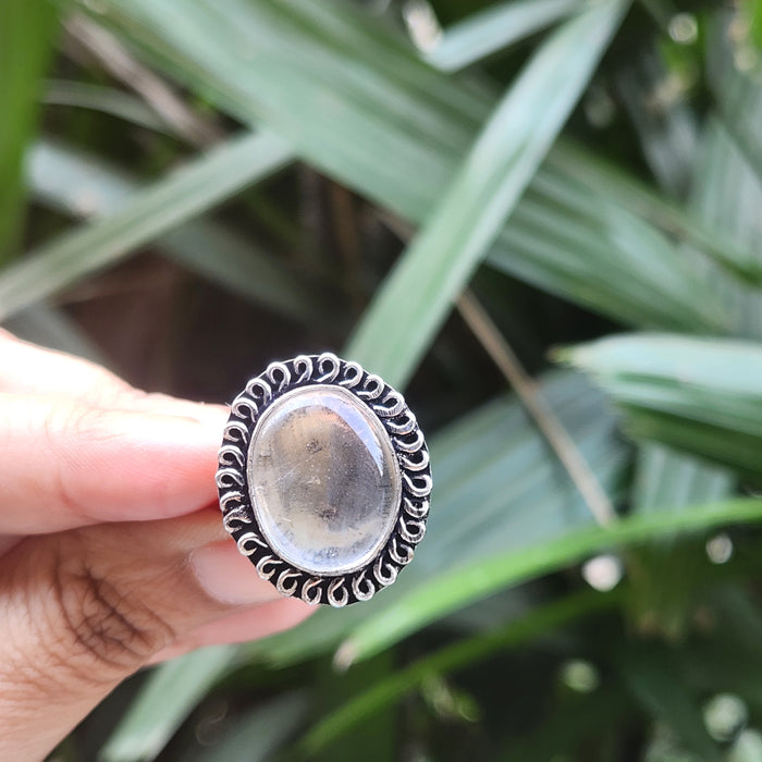 Certified Clear Quartz Adjustable Rings- R9