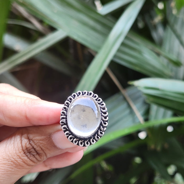 Certified Clear Quartz Adjustable Rings- R9