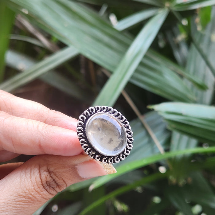 Certified Clear Quartz Adjustable Rings- R9