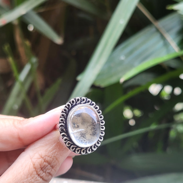 Certified Clear Quartz Adjustable Rings- R10