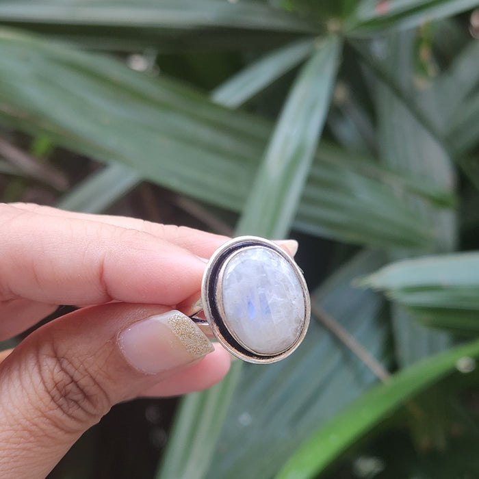 Certified Moonstone Adjustable Ring-R10