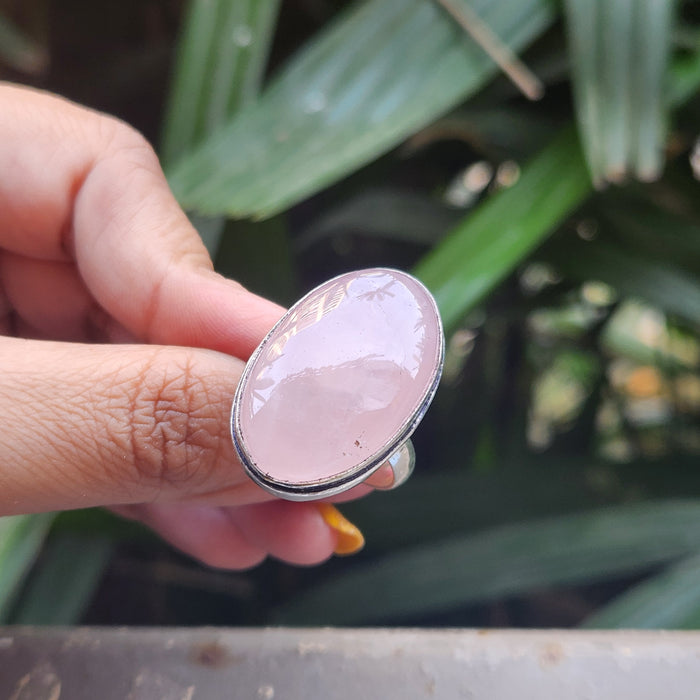 Certified Rose Quartz Adjustable Rings- R46