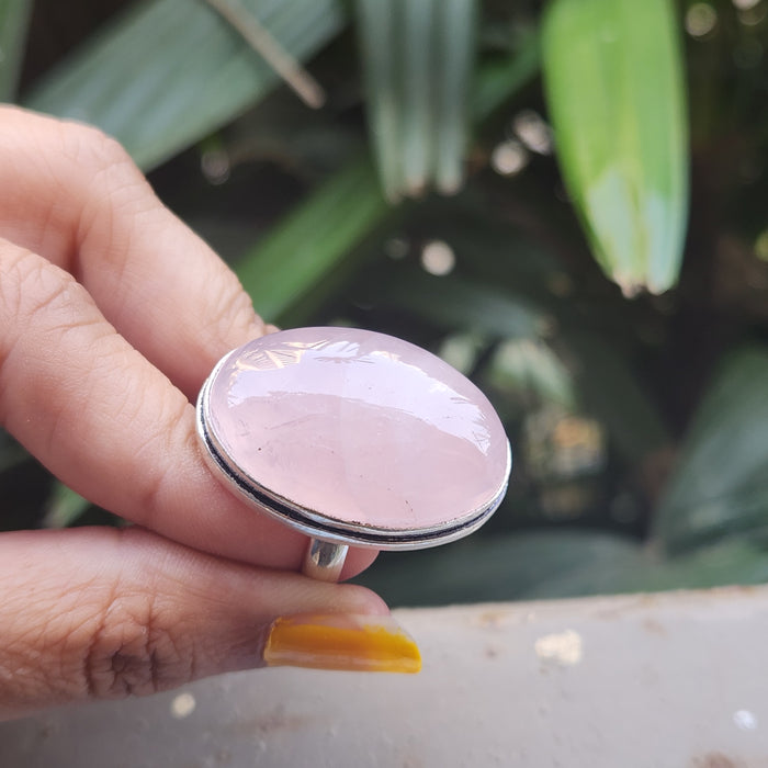 Certified Rose Quartz Adjustable Rings- R49