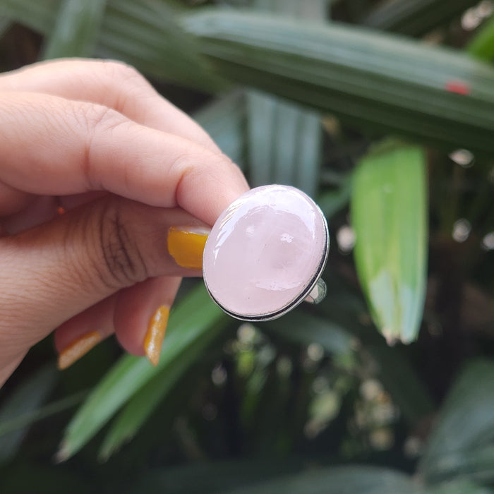 Certified Rose Quartz Adjustable Rings- R51