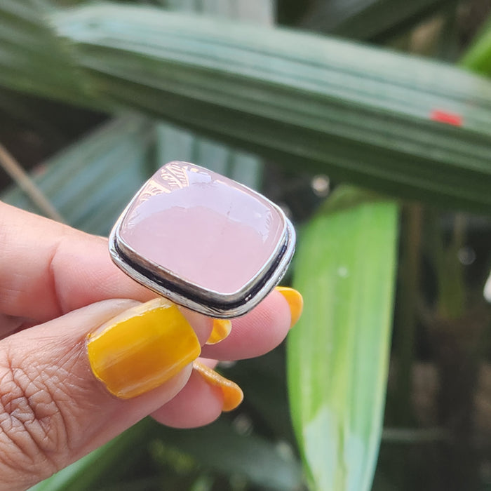 Certified Rose Quartz Adjustable Rings- R54