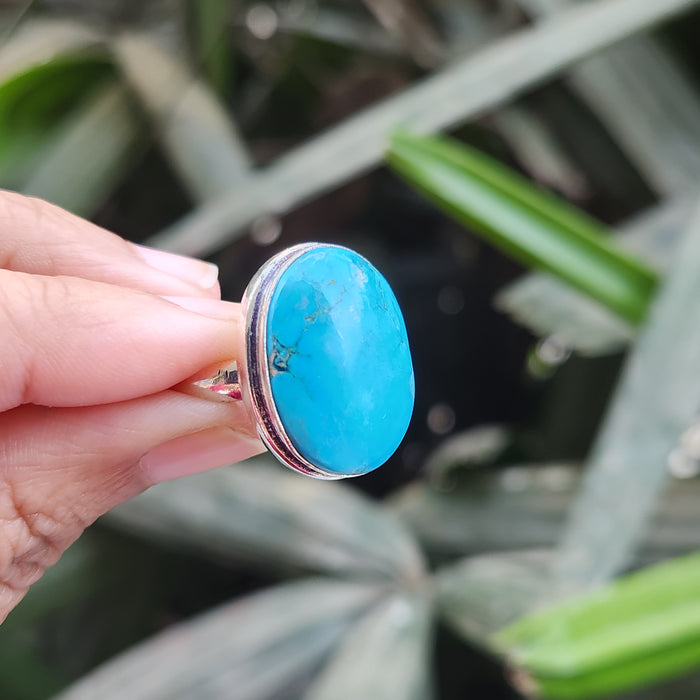 Certified Turquoise Firoza Adjustable Rings- R48