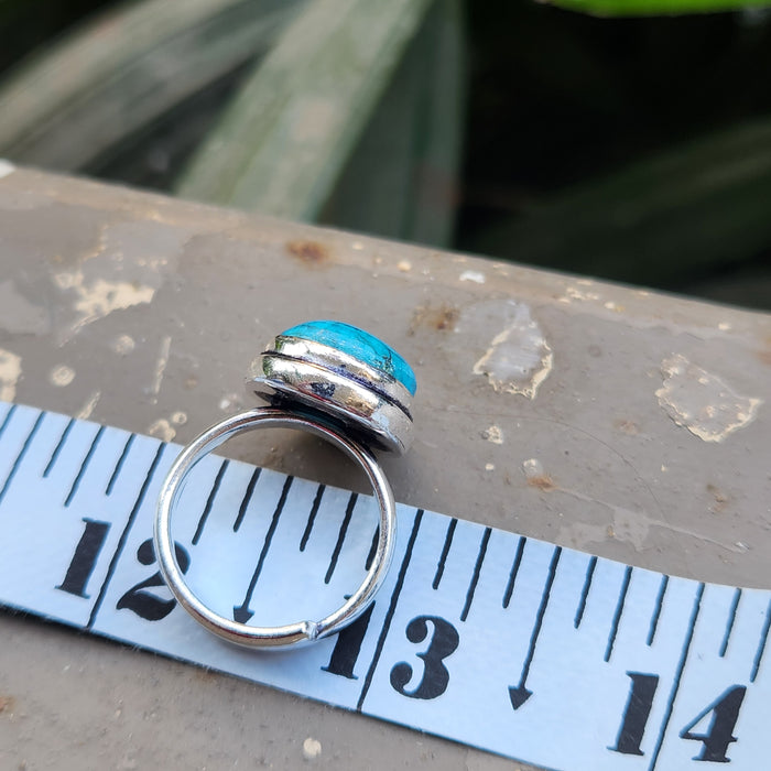 Certified Turquoise Firoza Adjustable Rings- R55