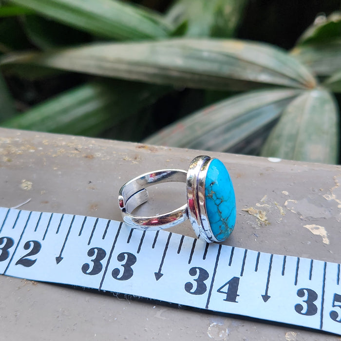 Certified Turquoise Firoza Adjustable Rings- R59