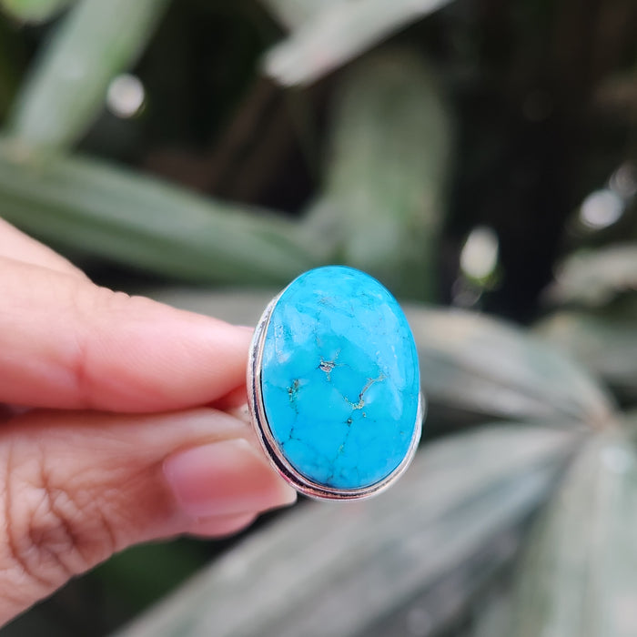 Certified Turquoise Firoza Adjustable Rings- R60