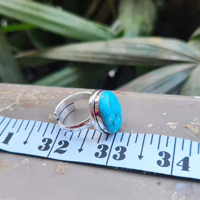 Certified Turquoise Firoza Adjustable Rings- R60