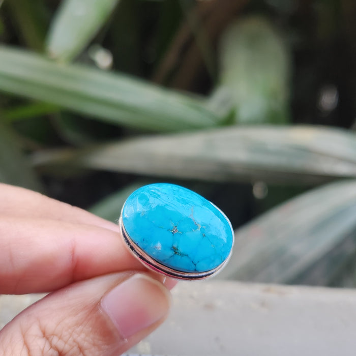 Certified Turquoise Firoza Adjustable Rings- R60