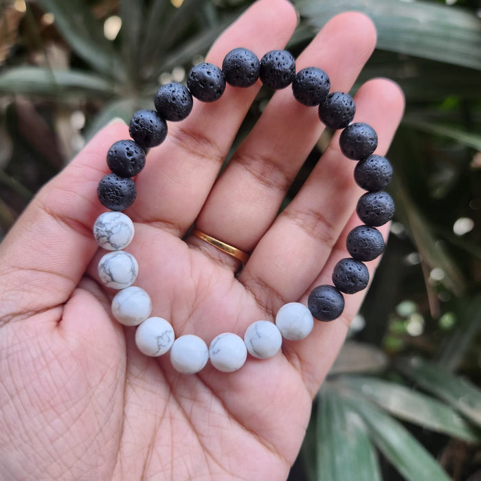 Certified Lava & Howlite Crystal Bracelet for Anger Management