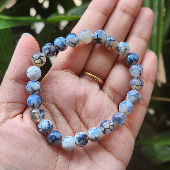 Certified & Energised Dragon Vein Agate Bracelet for Emotional and Mental Healing